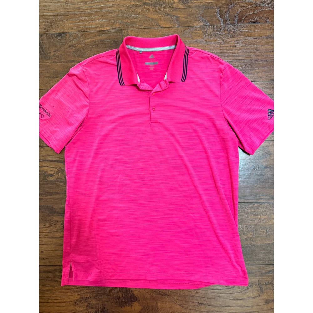 Adidas Golf Polo Shirt Mens Large Pink Space Dye Brookside 1921 Short Sleeve L